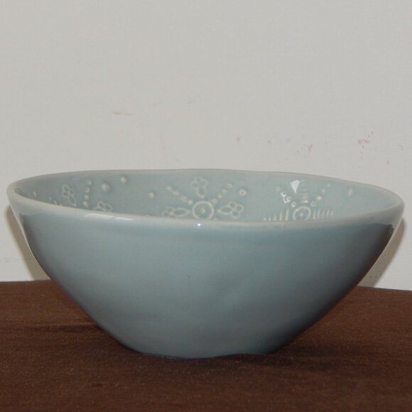 La Ceramica ITALY Pasta Bowls 7.5” Pale Turquoise Embossed Graphic Set of 2 NWT - Picture 5 of 7